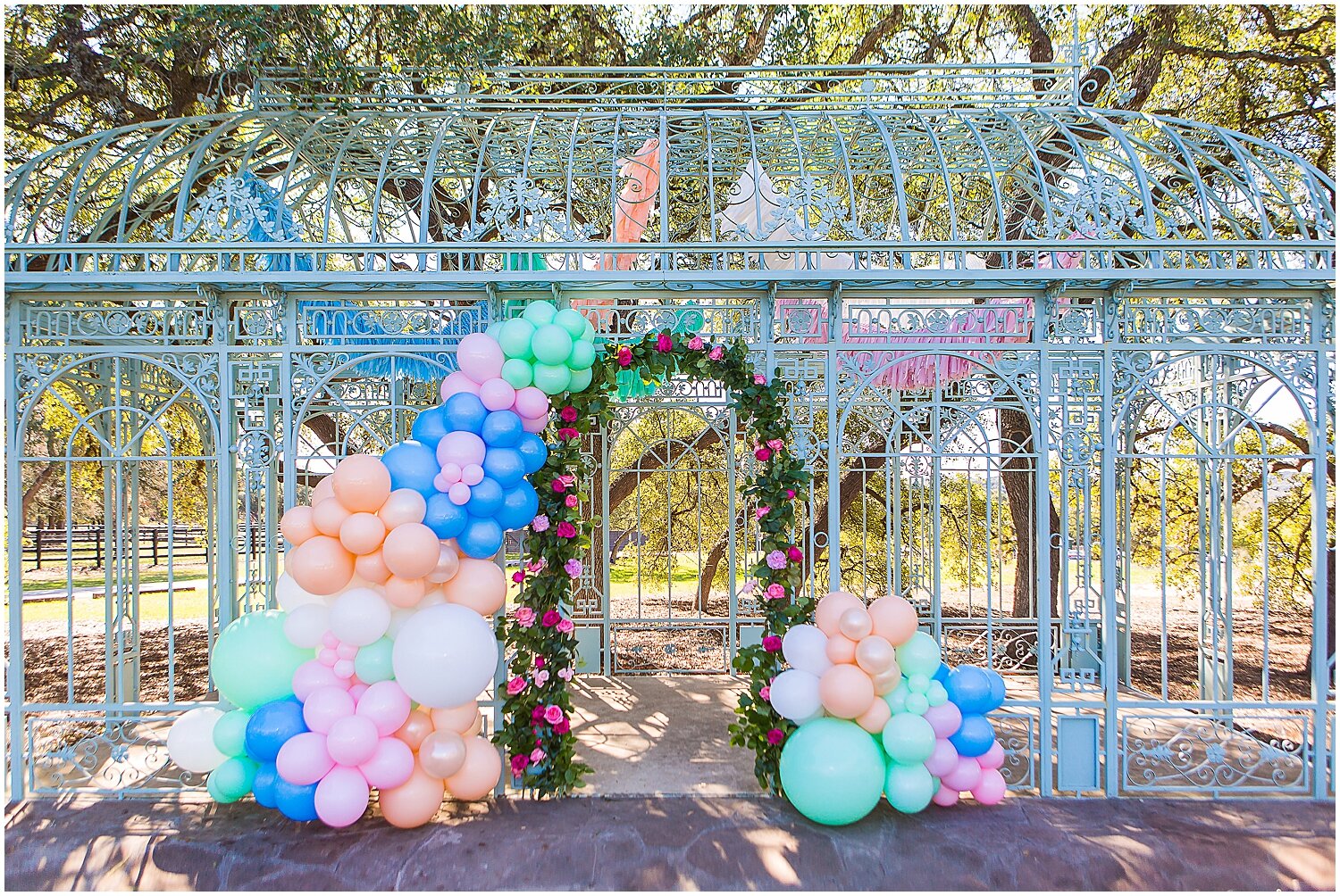  balloon decor and pink and garland decor for ma maison open house 