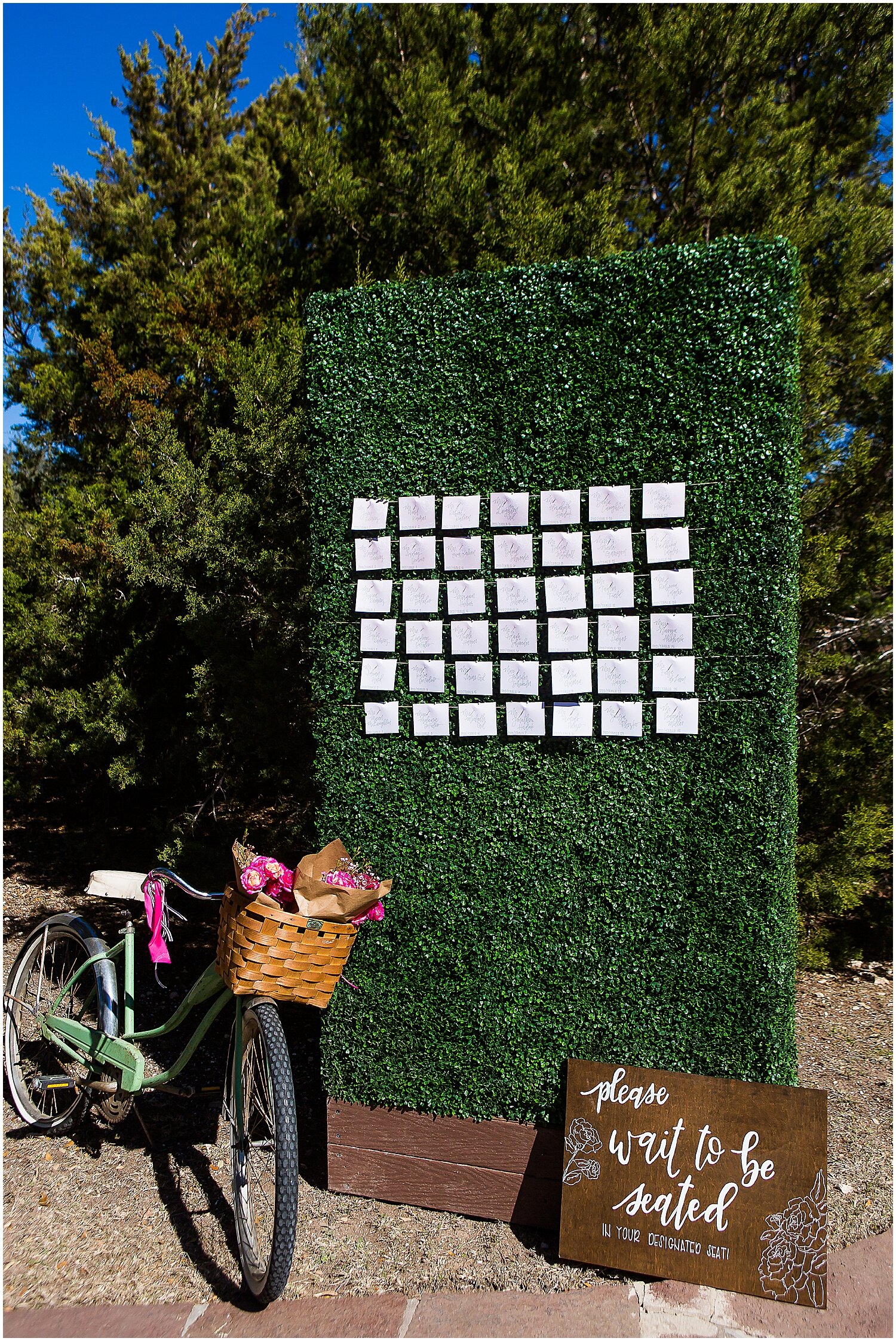  seating chart with green backdrop 