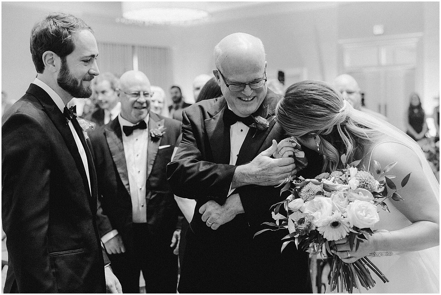  bride tearing up at her wedding ceremony in Houston 