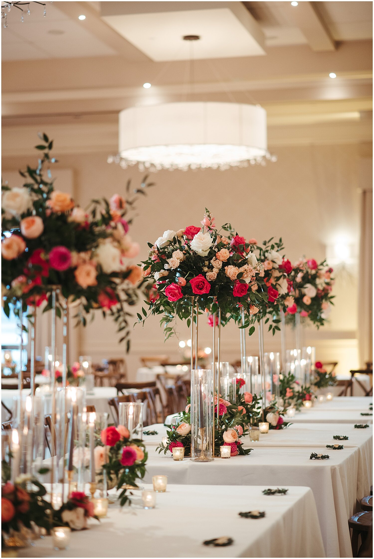  tall wedding centerpieces and small candles  