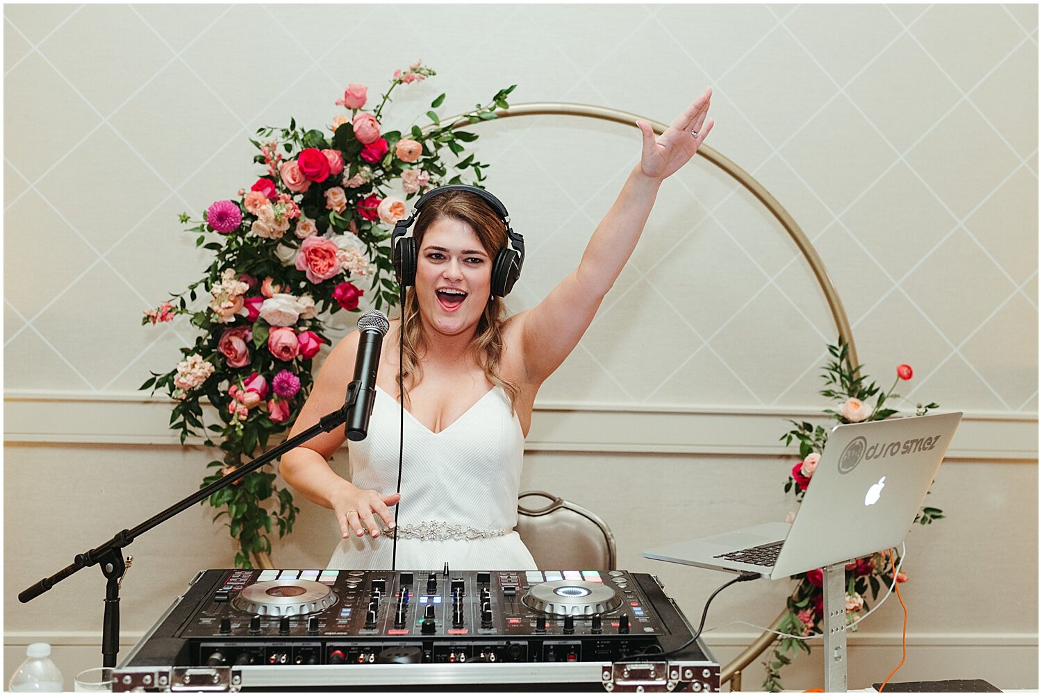  bride being the dj at Houston wedding 