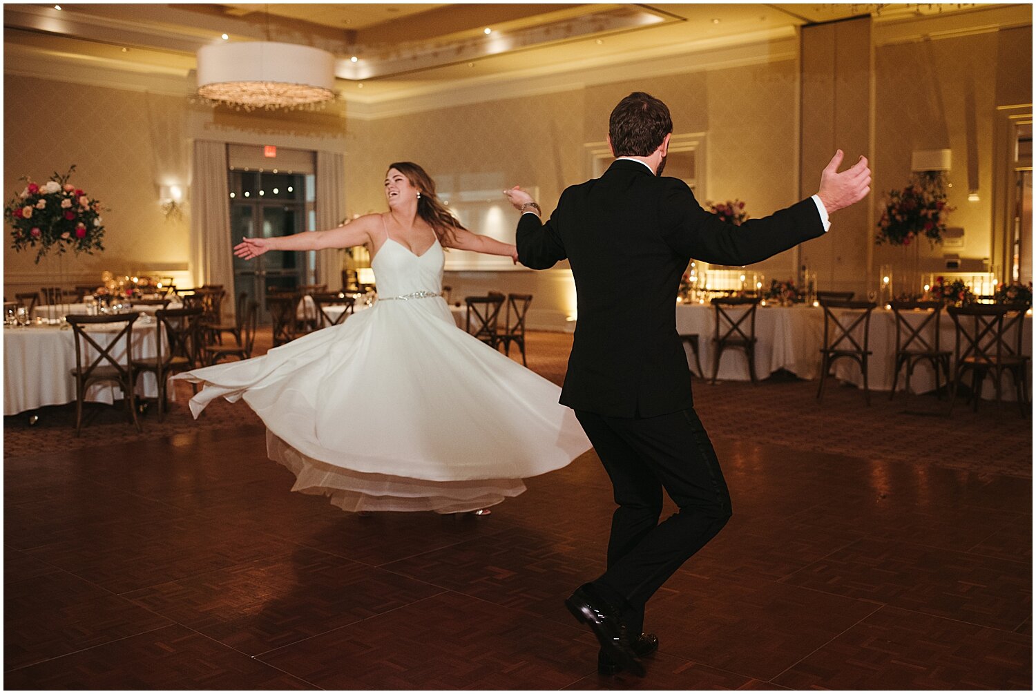  bride and groom dancing  