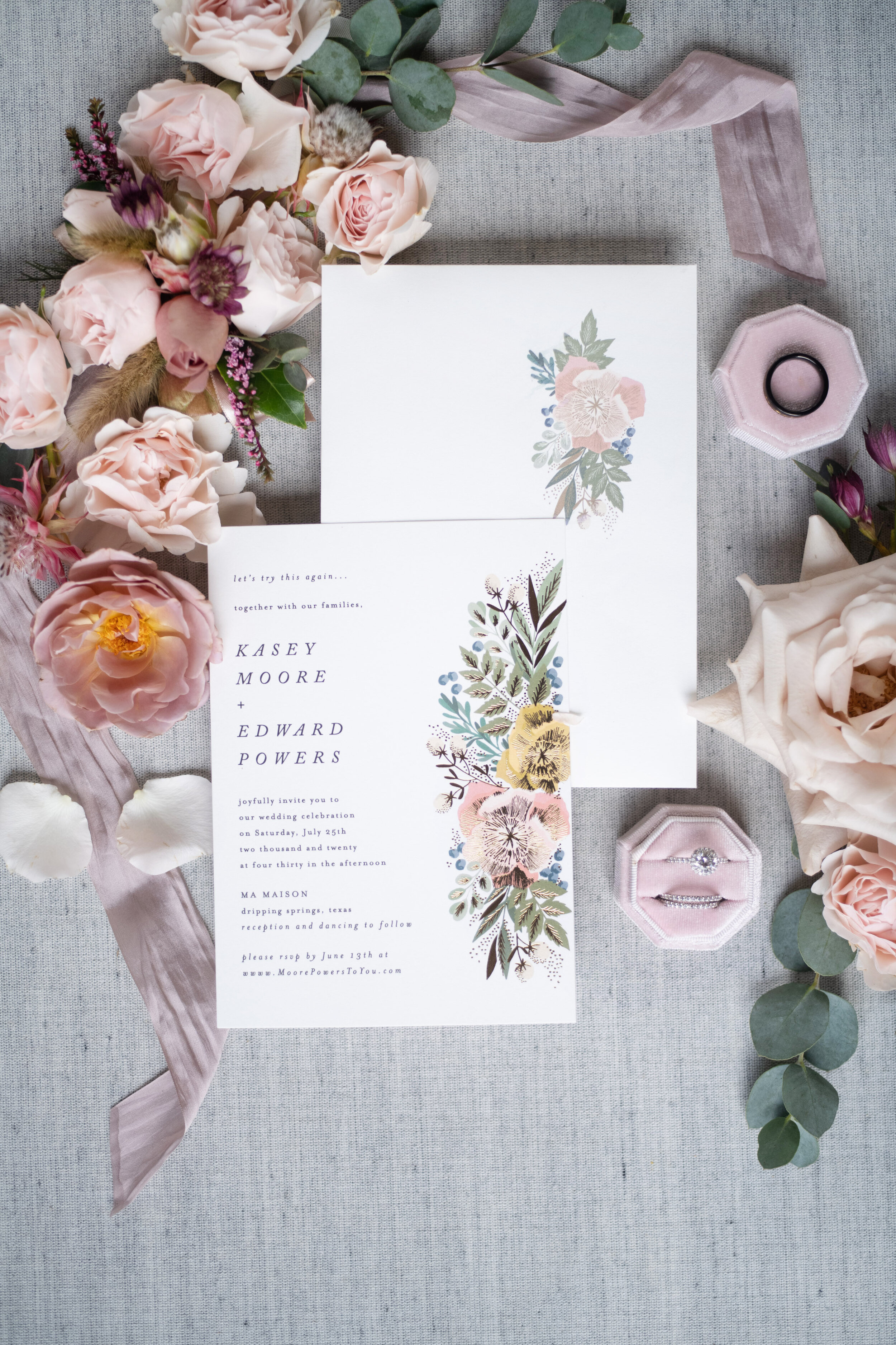 Dripping Floral Wedding Invitation