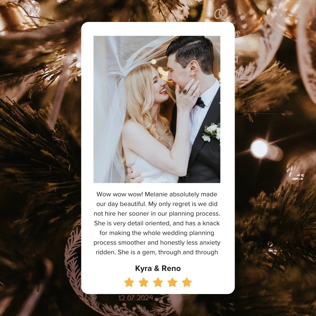 We love knowing we made our couple's wedding planning experience easier and less stressful, and seeing them truly relax and enjoy the day is one of the best parts.  But..getting a review that puts it in writing just makes it even better.  Kyra and Re
