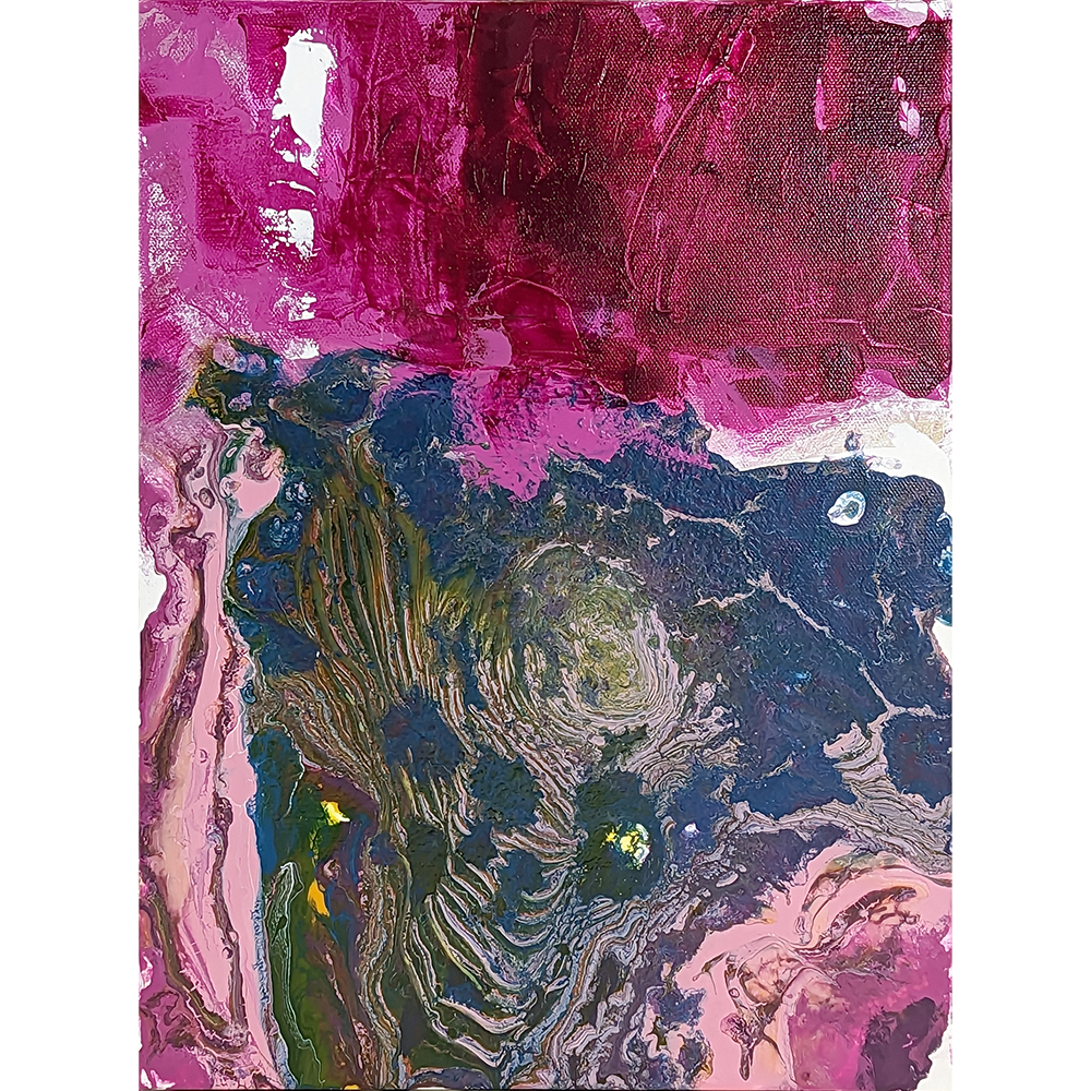 Magenta and Teal Acrylic on Canvas