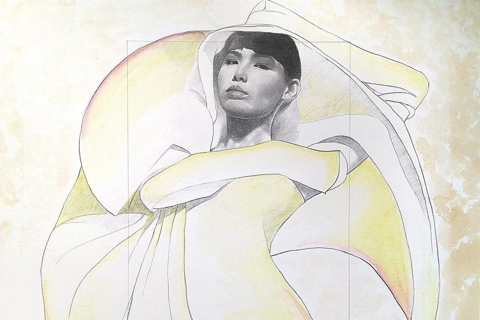 "Calla Lily", graphic, watercolor on board