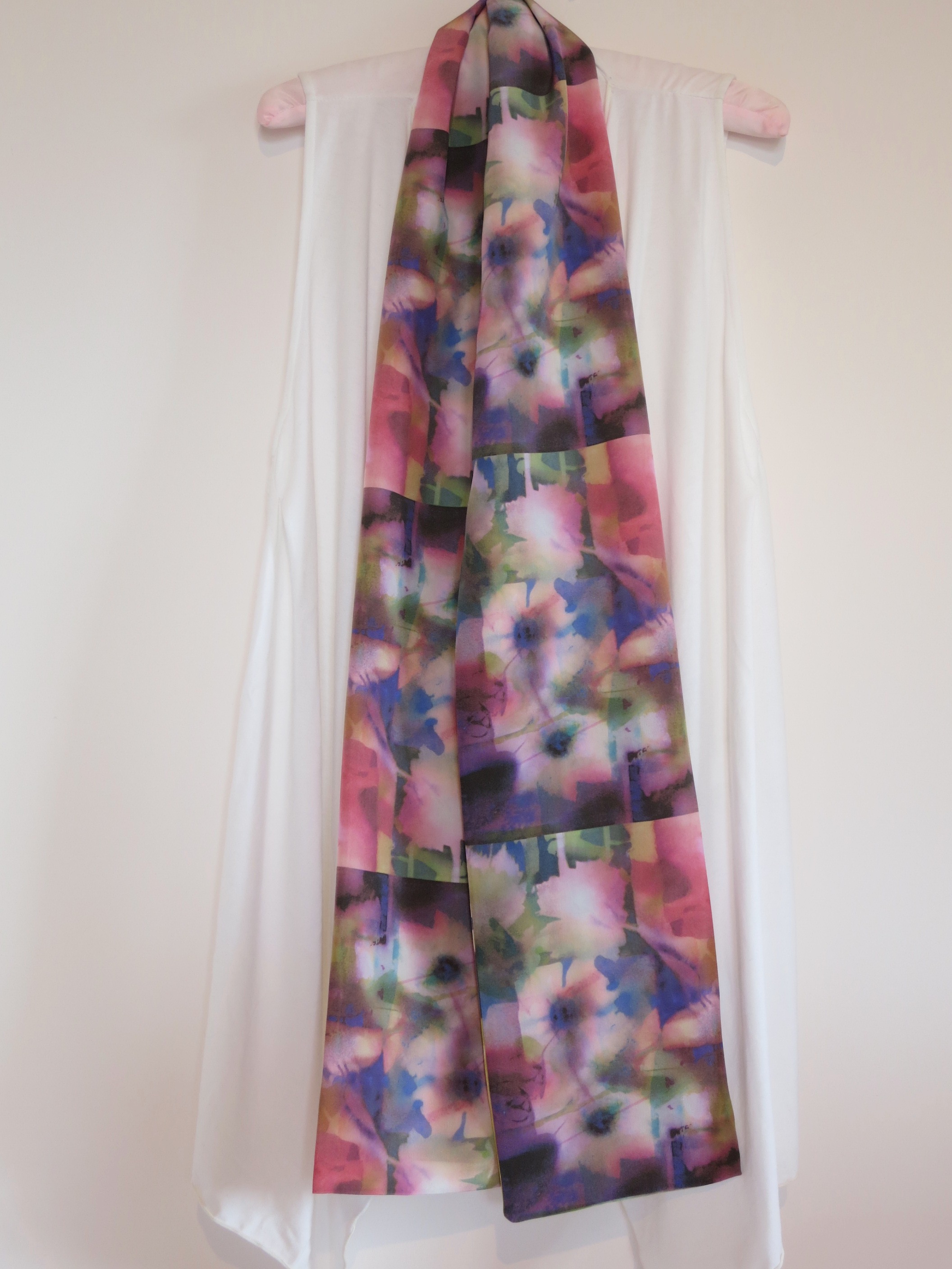 "Spring Flower Power" silk crepe de chine scarf
