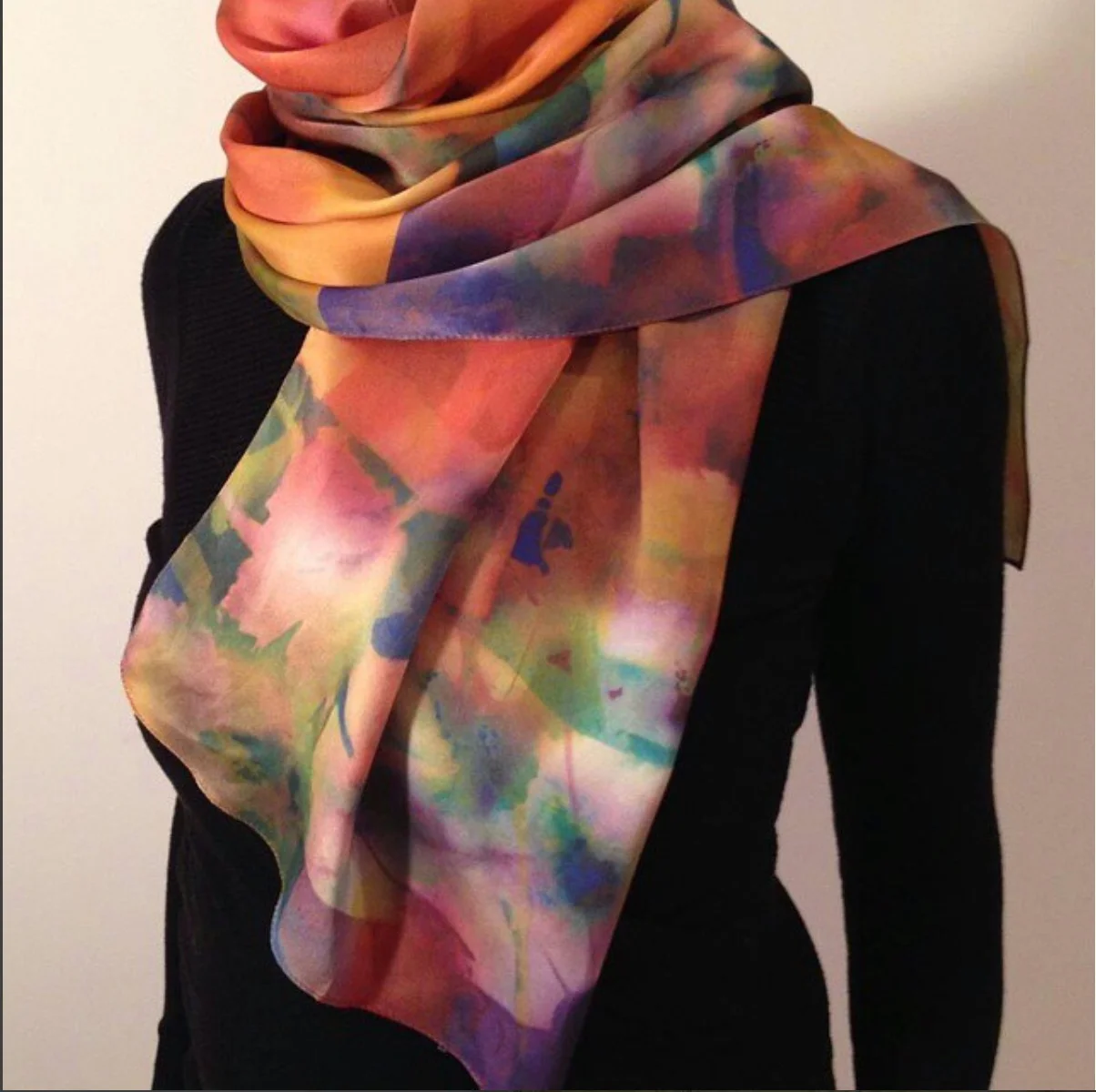 "Fall Flower Power" silk charmeuse scarf
