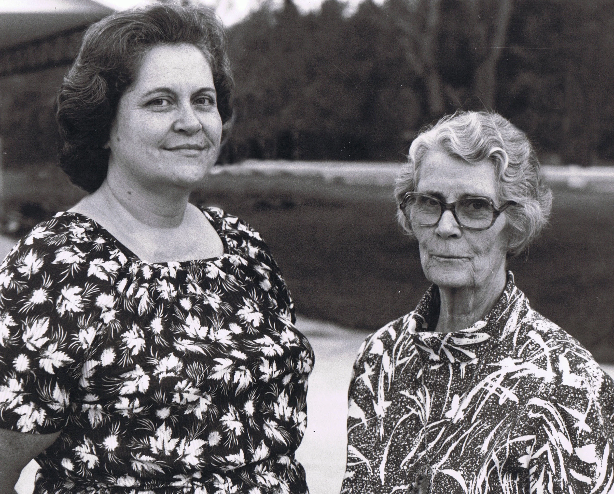My mother and grandmother. Check out those grins! What must they have been up to? Only heaven knows—LOL! And look at their 70's-print tops. Oh how they loved busy patterns in bright colors!