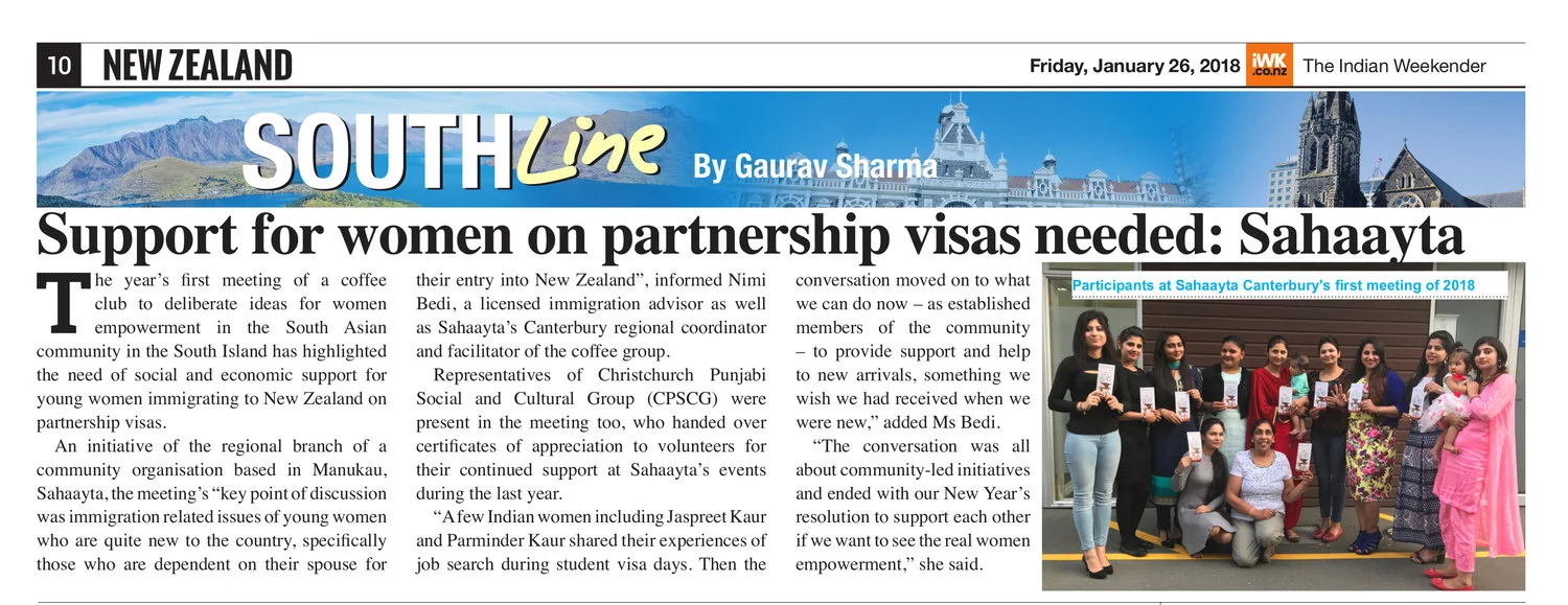 Support for women on partnership visas is needed: Sahaayta