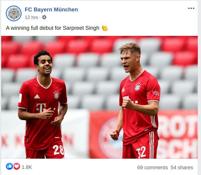 #Breaking: Kiwi-Indian pride, Sarpreet Singh, makes his starting eleven debut for Bayern Munich in Bundesliga