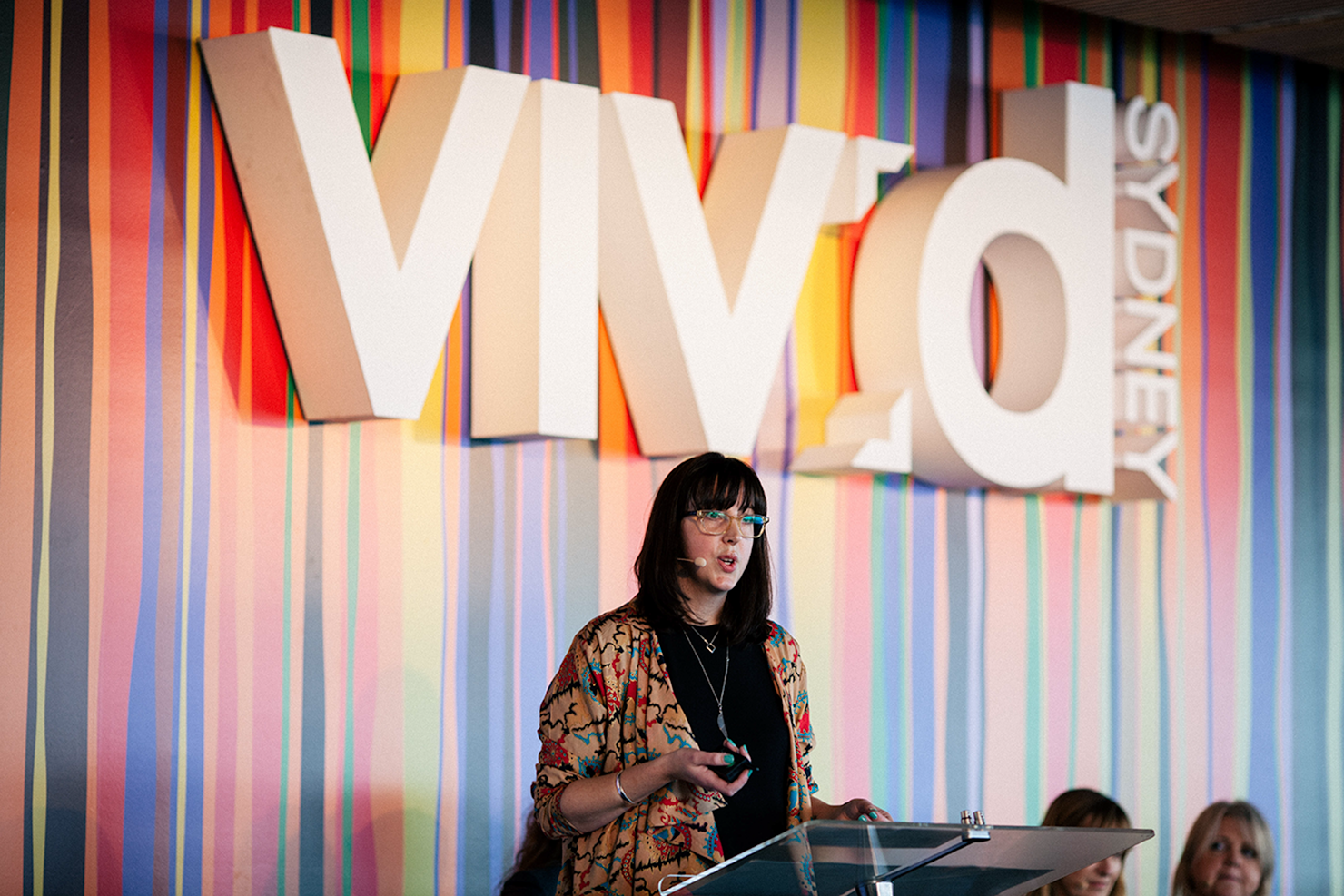 Fiona Killackey speaking to a sold out audience at Vivid Ideas, Sydney June 2016. Image by Lee Sandwith