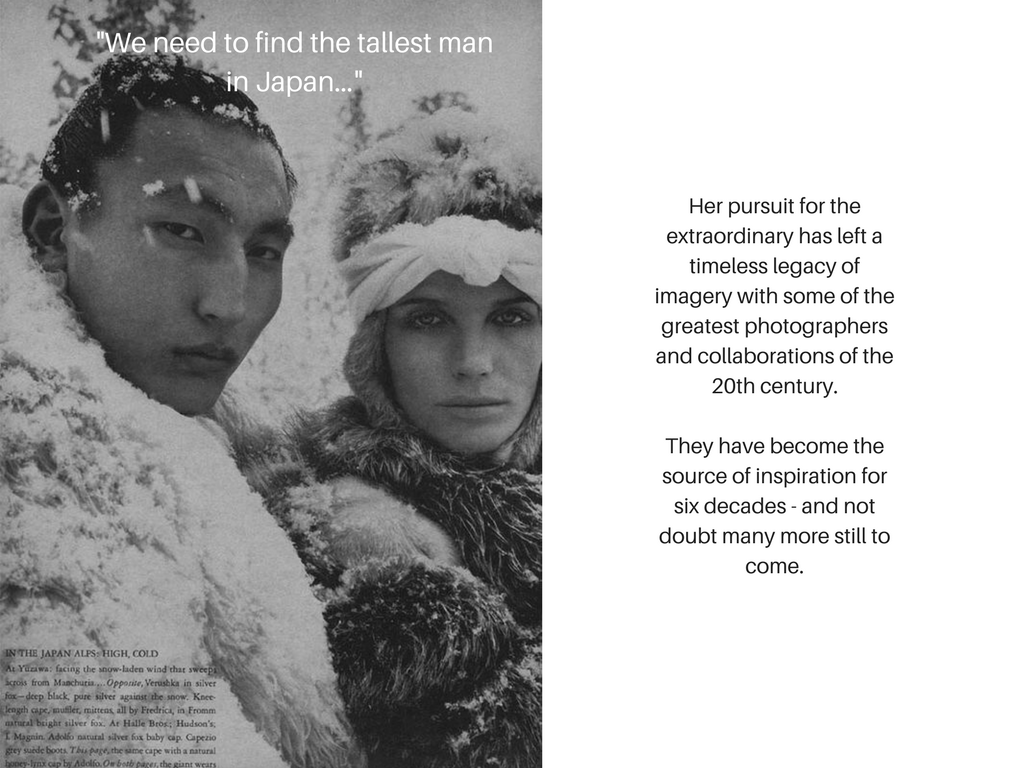 Image from “The Great Fur Caravan ,” photographed by Richard Avedon, Vogue (October 1966)
