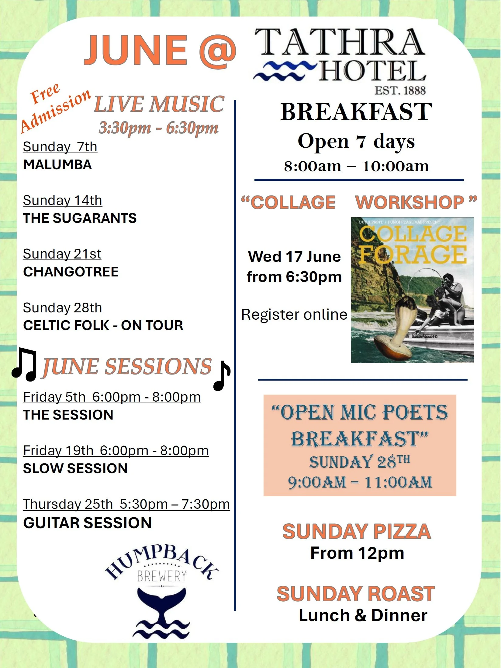  What's On at Tathra Hotel 