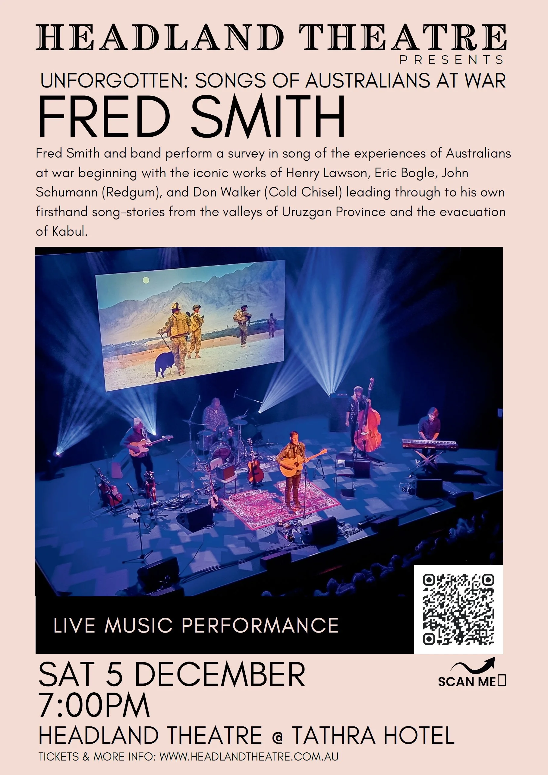 Unforgotten: Songs of Australians at War - Fred Smith at Headland Theatre - Tathra Hotel