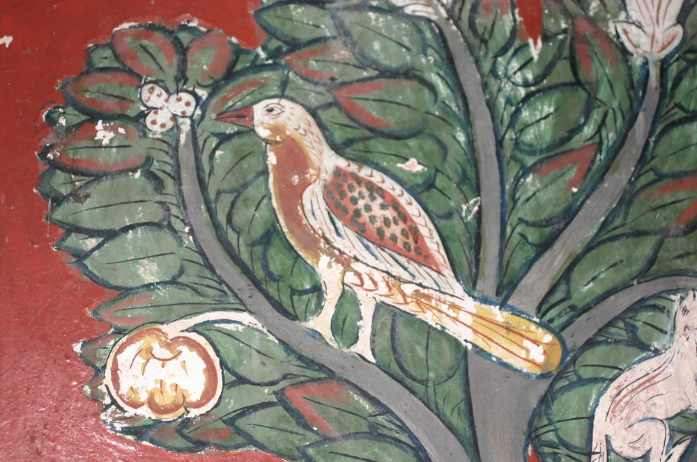 Mural of forest birds at Kotte Raja Maha Viharaya (Image © Anoma Pieris)