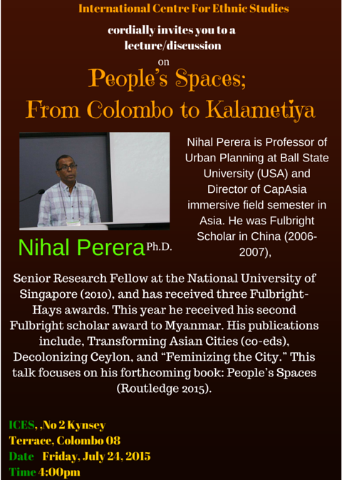 People’s spaces: from Colombo to kalametiya by Nihau Perera Poster (Image © ICES Events)