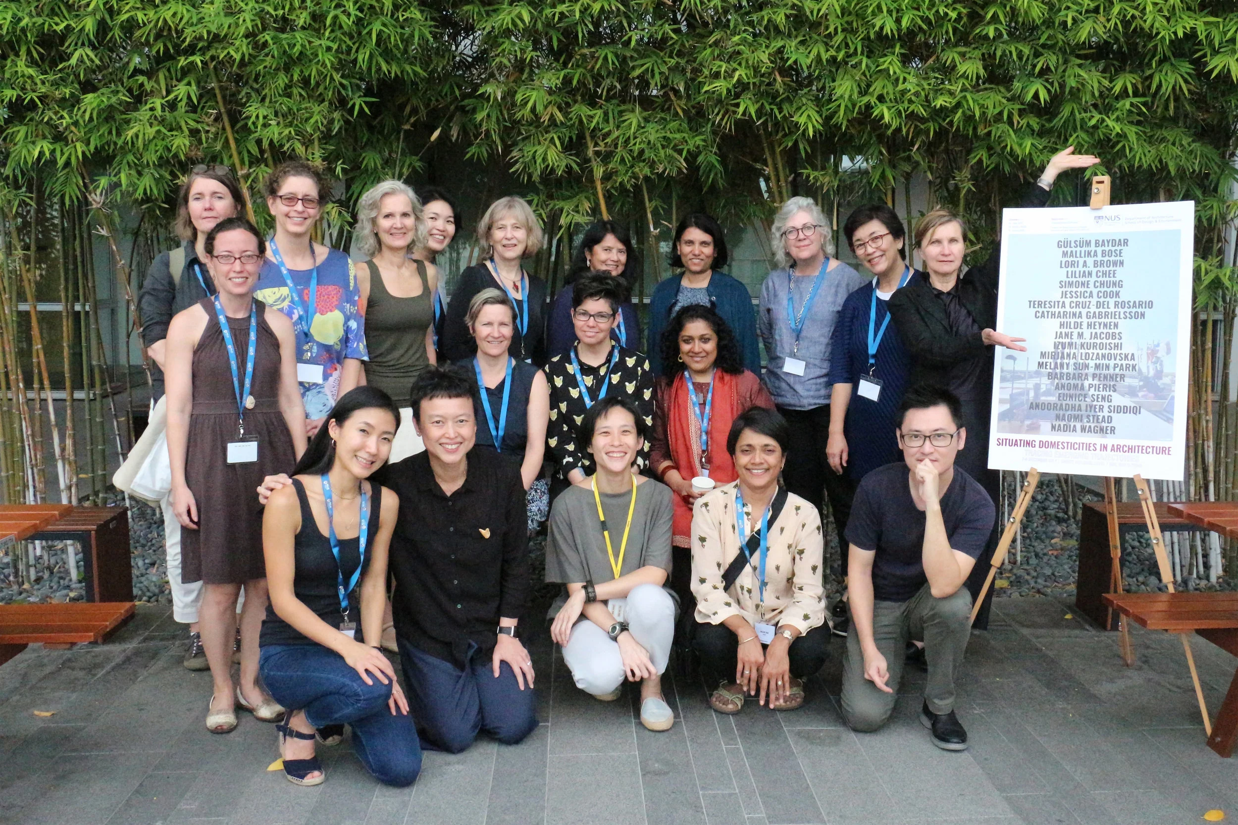 Left to right (front row): Melany Sun-Min Park (Harvard GSD), Lilian Chee (NUS), Simone Chung (NUS), Mallika Bose (Penn State), Lee Kah Wee (NUS) Left to right (middle row): Jessica Cook (NUS), Lori A. Brown (Syracuse), Naomi Stead (Monash), Anooradha Iyer Siddiqi (Harvard) Left to right (back row): Catharina Gabrielsson (KTH), Barbara Penner (Bartlett UCL), Gülsüm Baydar (Yaşar), Eunice Seng (Hong Kong), Hilde Heynen (Leuven), Teresita Cruz del-Rosario (Asia Research Institute, NUS), Anoma Pieris (Melbourne), Jane M. Jacobs (Yale-NUS), Izumi Kuroishi (Aoyama Gakuin), Mirjana Lozanovska (Deakin)
