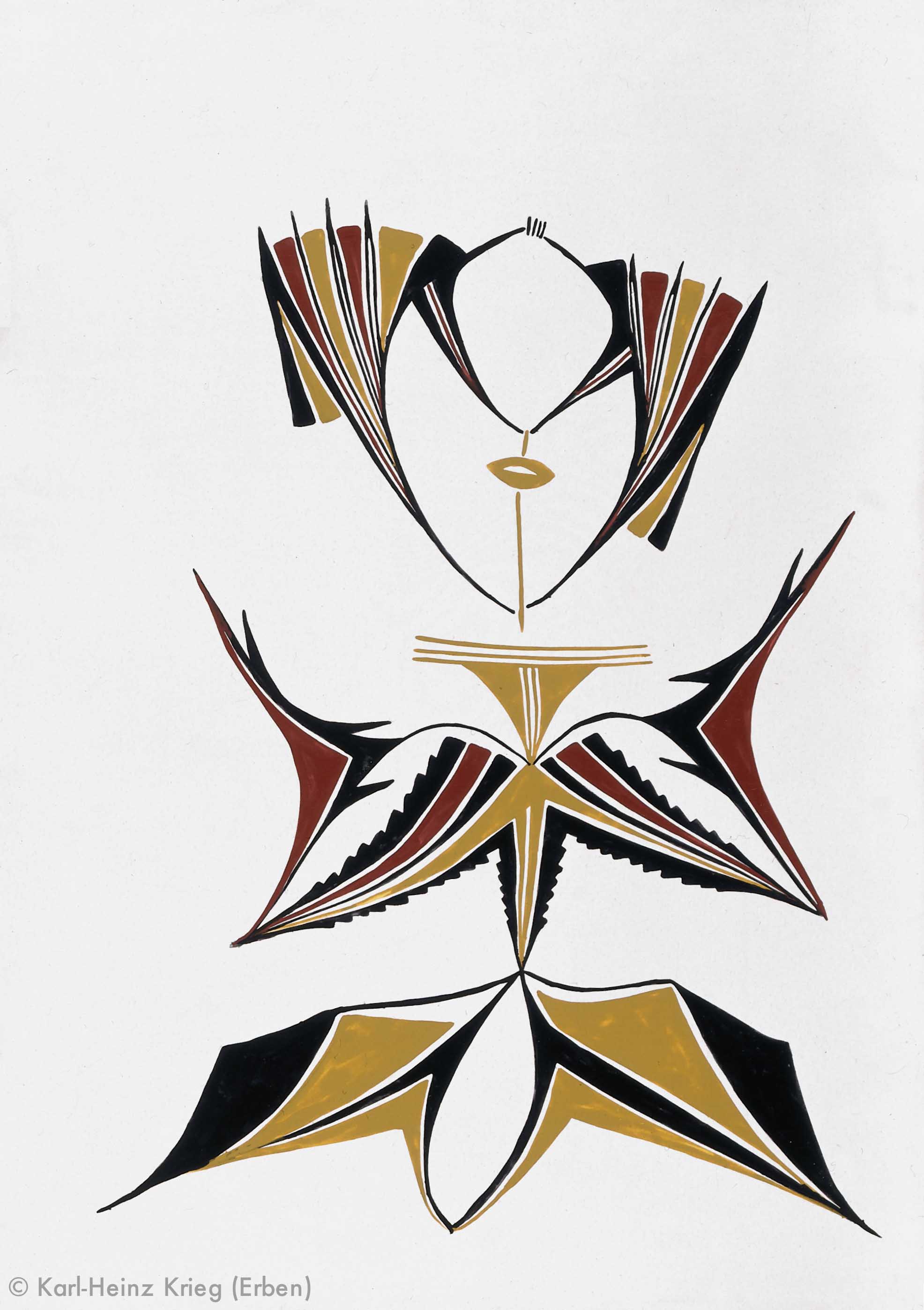 Kolouma Sovogi Komagavhodai, Zèghèlèwöni, Kosuvhodai, 1996 Acryl/Zeichenkarton, grundiert 59 x 83,8 cm Werknr. 35–1996/90