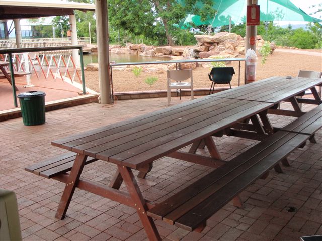 e12 Port 8 seater picnic tables with benches attched at miners camp - Copy - Copy.JPG