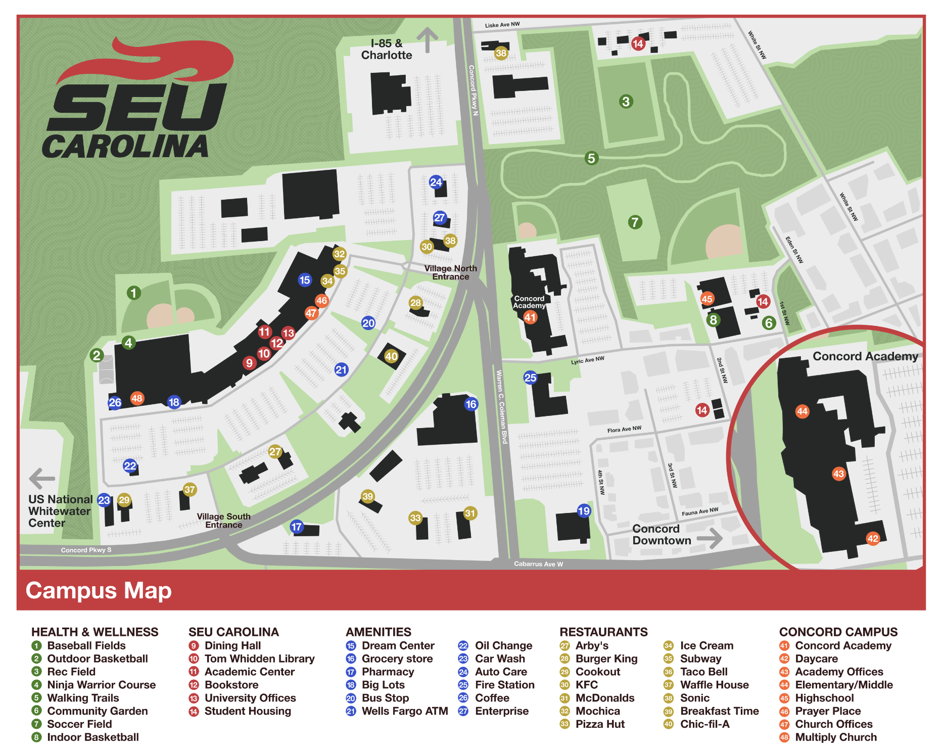 seu carolina campus map