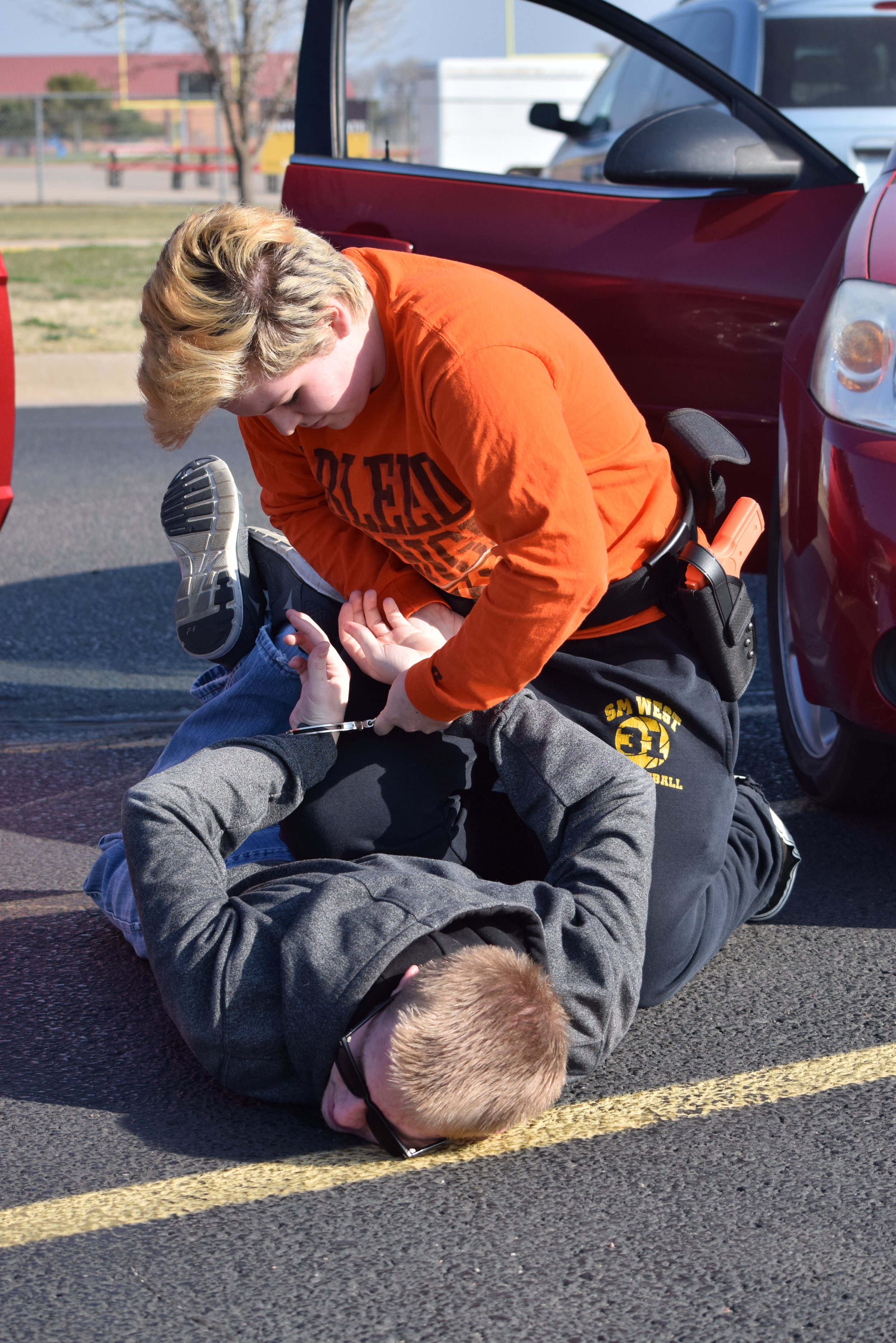 Law Enforcement student practices proper detainment.