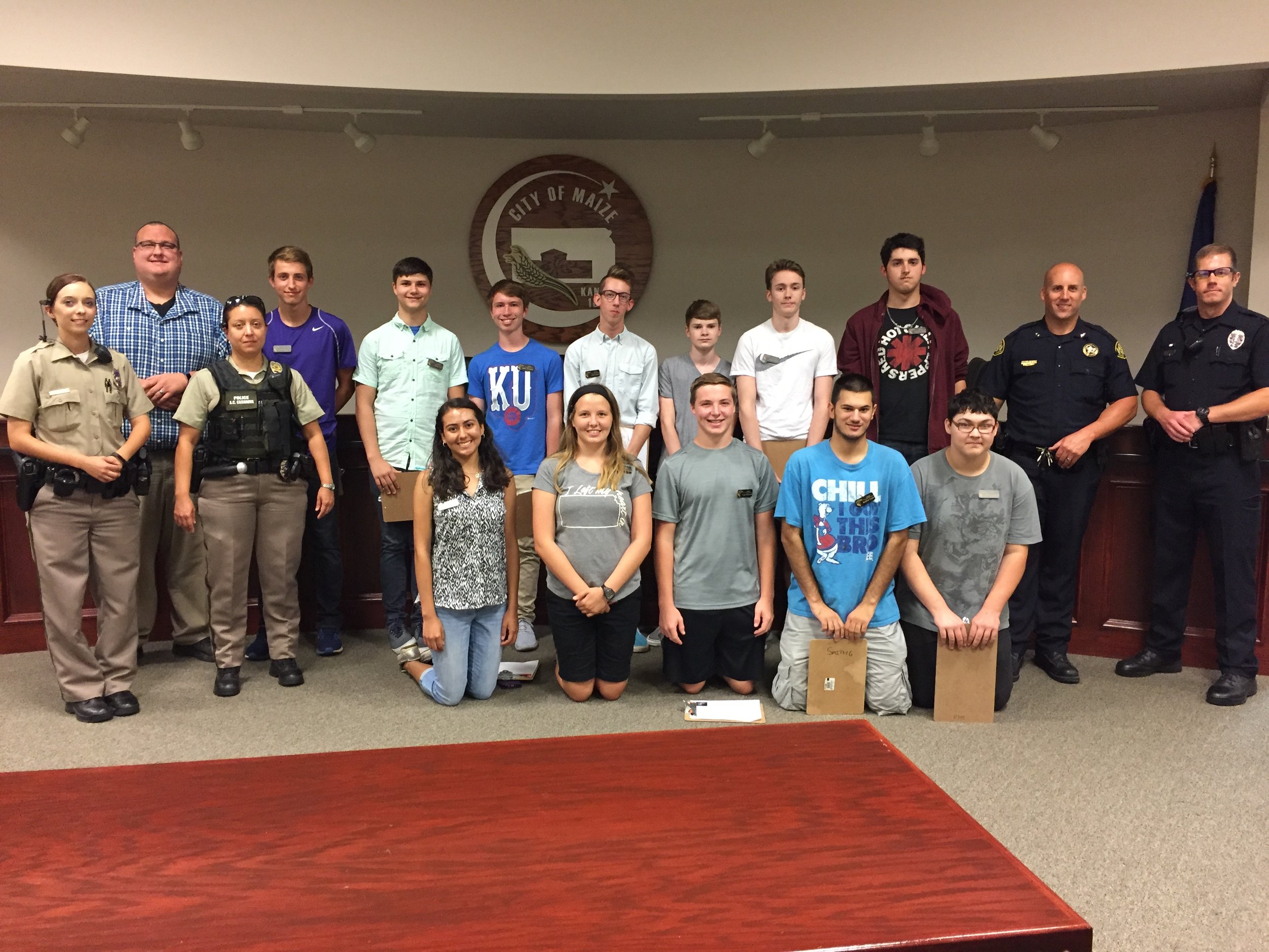 MSHS Emerging Tech students meet with Maize Police Department.