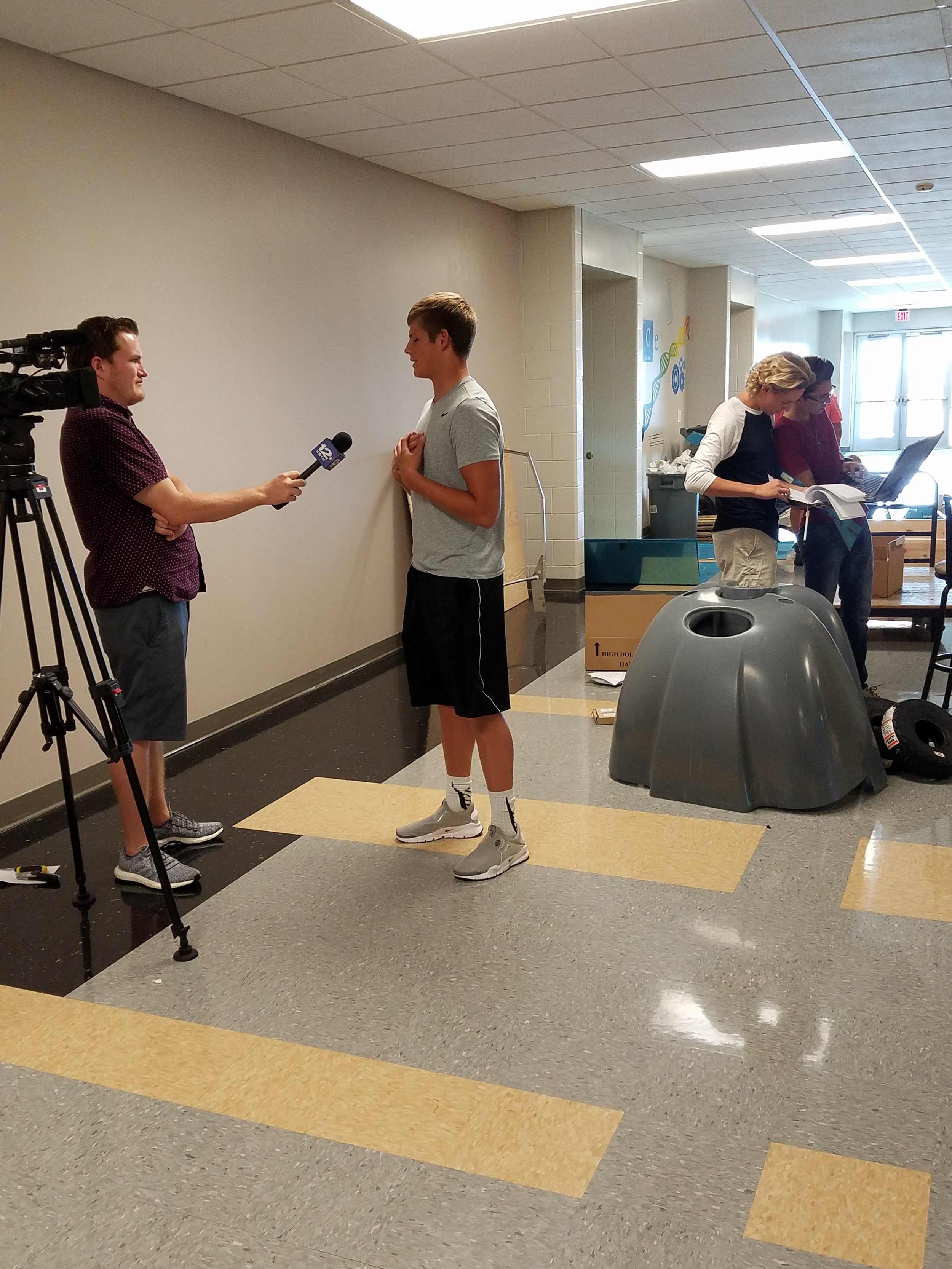 Maize South student is interviewed for KWCH 12 news.