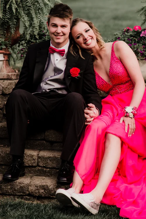 strapless open back dress Louise Simple Long Prom Dress with V-Neck– PromGirl main image 0