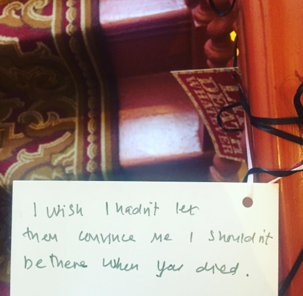 "I wish I hadn't let them convince me I shouldn't have been there when you died." #unsaid #lifedeathwhatever