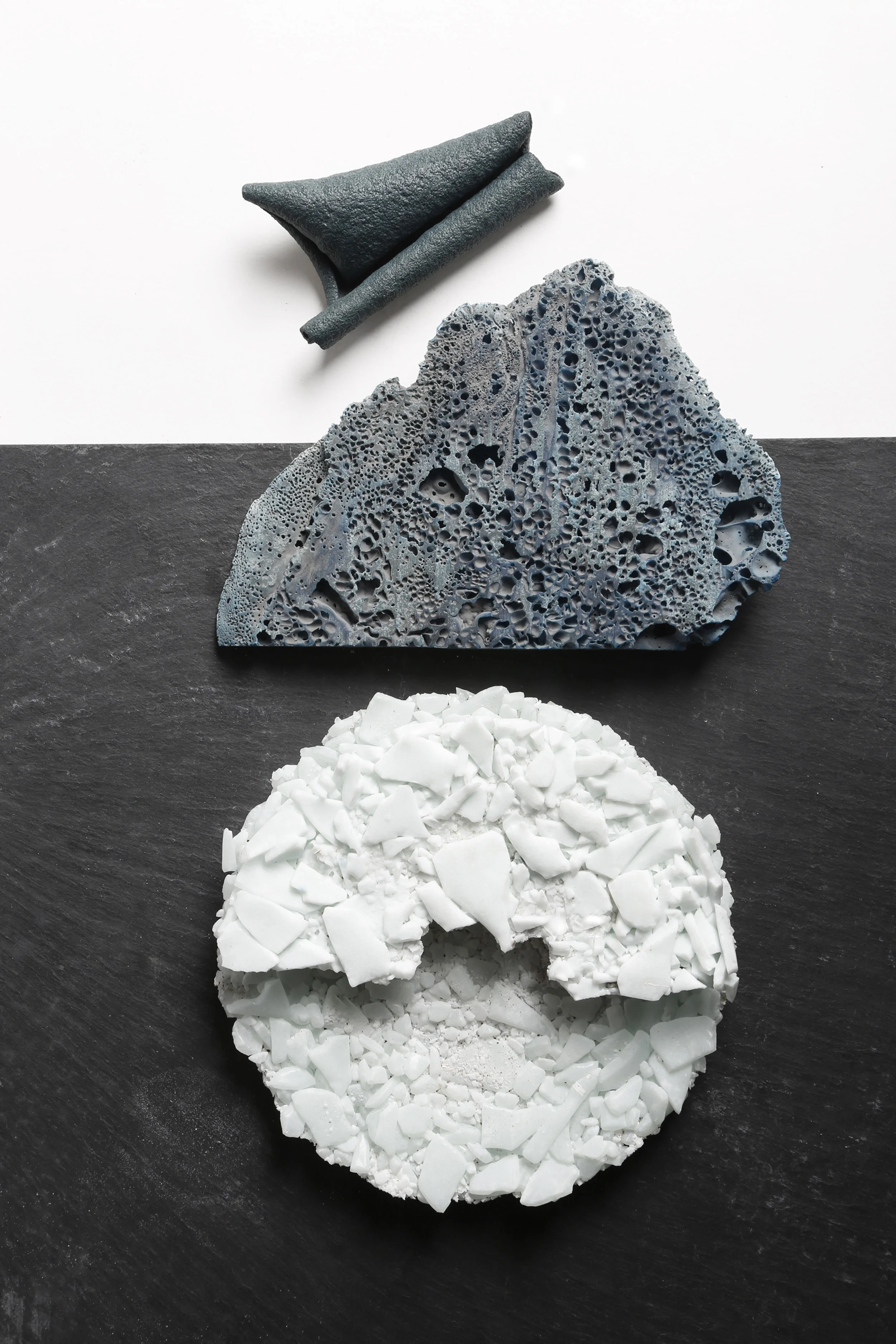 Leather, Silver wood paper & Helipora foam