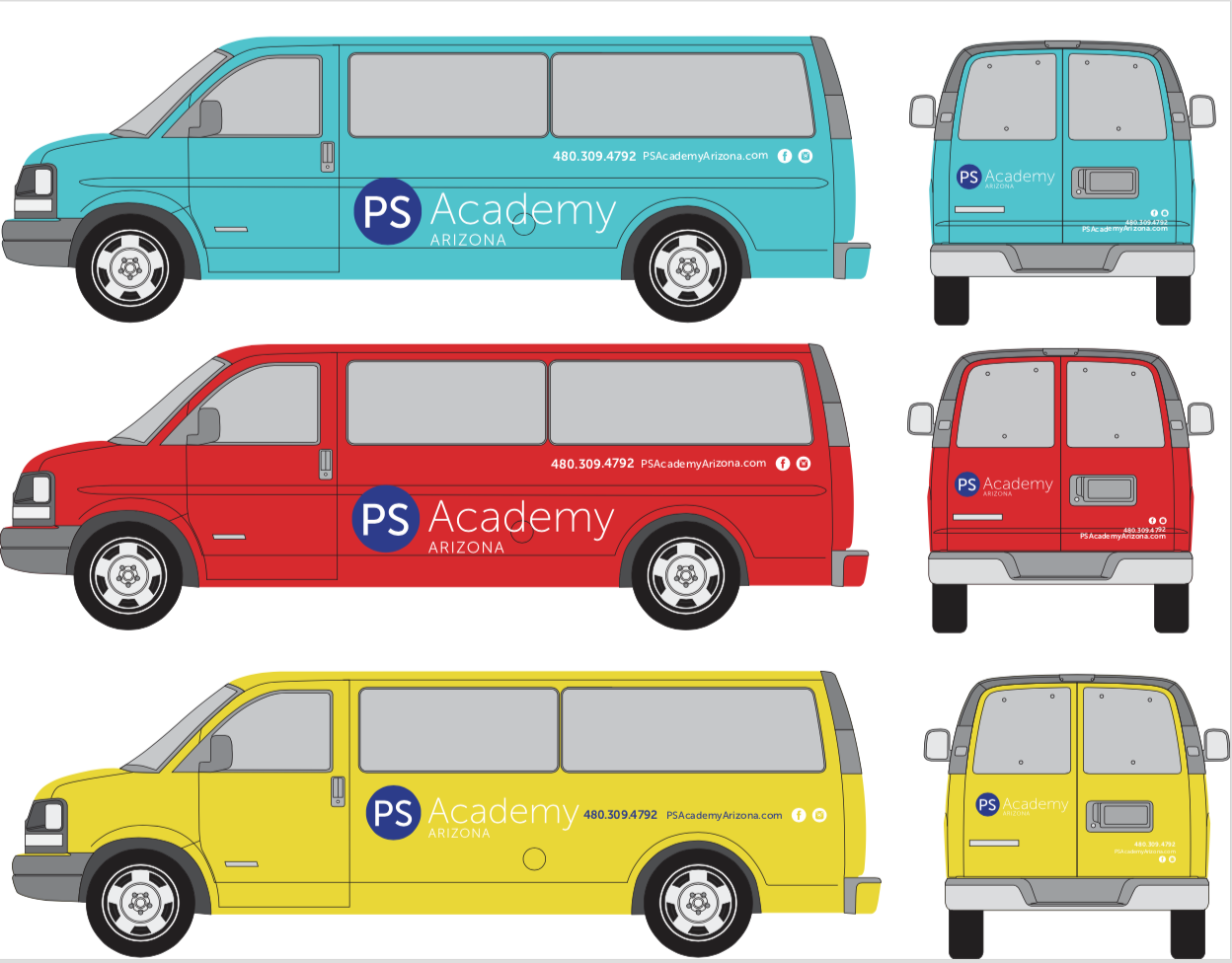 A few renderings of the vehicles you’ll see picking students up!