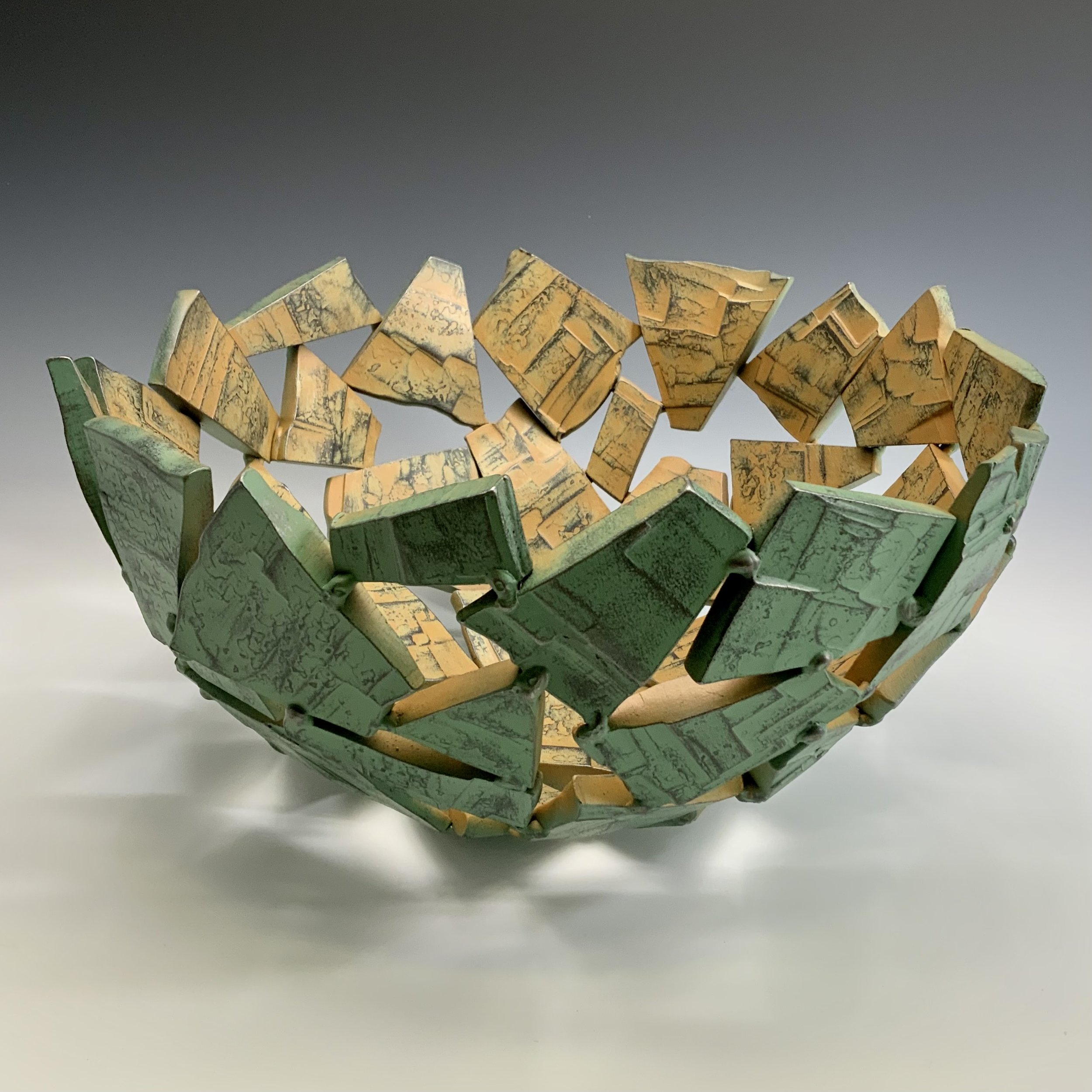 Sage and Sand Geode Vessel, 12” diameter