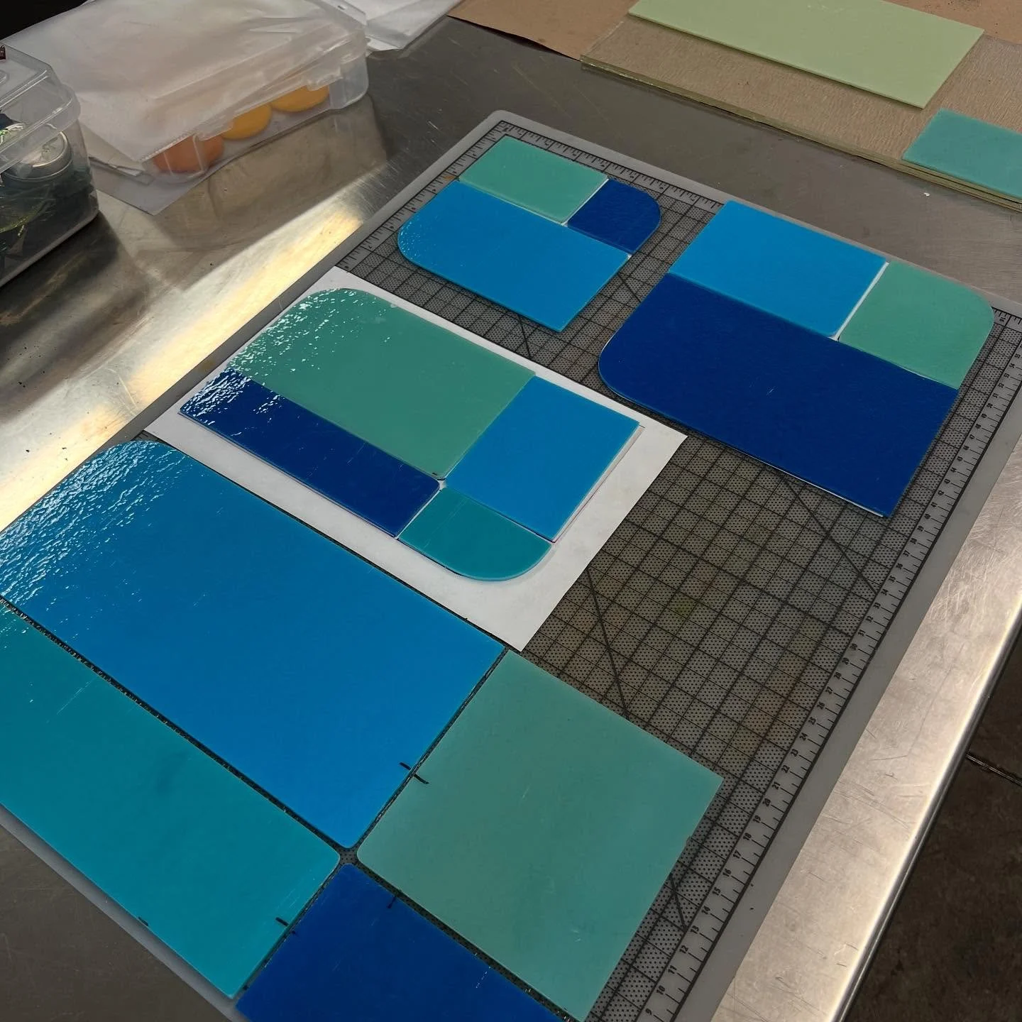 Working on new color-ways for my tablewares line. I’ll have a them for sale available at my next market up in McCall August 22-24. Pre-orders accepted!  #wip #kilnformedglass #kilnglass @glassartsociety @craftcouncil #americanmade #finecraft #h