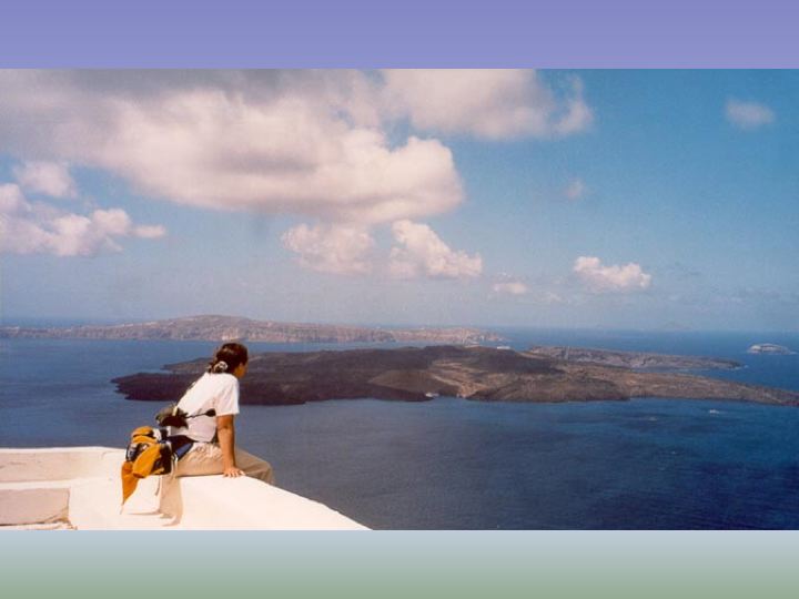 Joannaon her first visit to Santorini