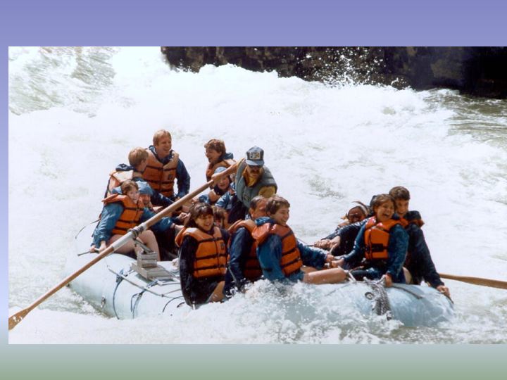 Rafting on the rapids of the Snake River with friends and family