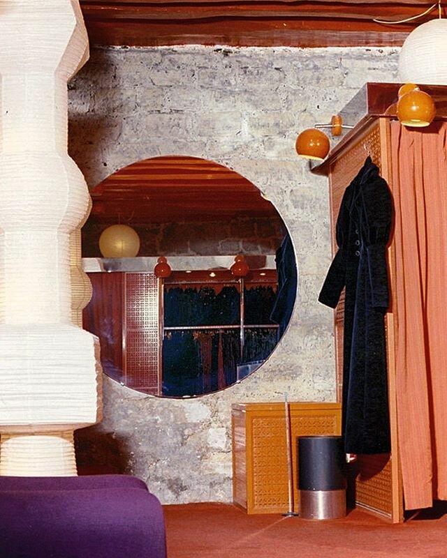 #IsabelleHebey - the vision behind the retail identity of #YSL - a violet and tangerine shake-up of #noguchi lanterns, lacquered fretwork and biomorphic benches by #OlivierMourgue. &ldquo;the beautiful gets along with the beautiful&rdquo; 
source: @t