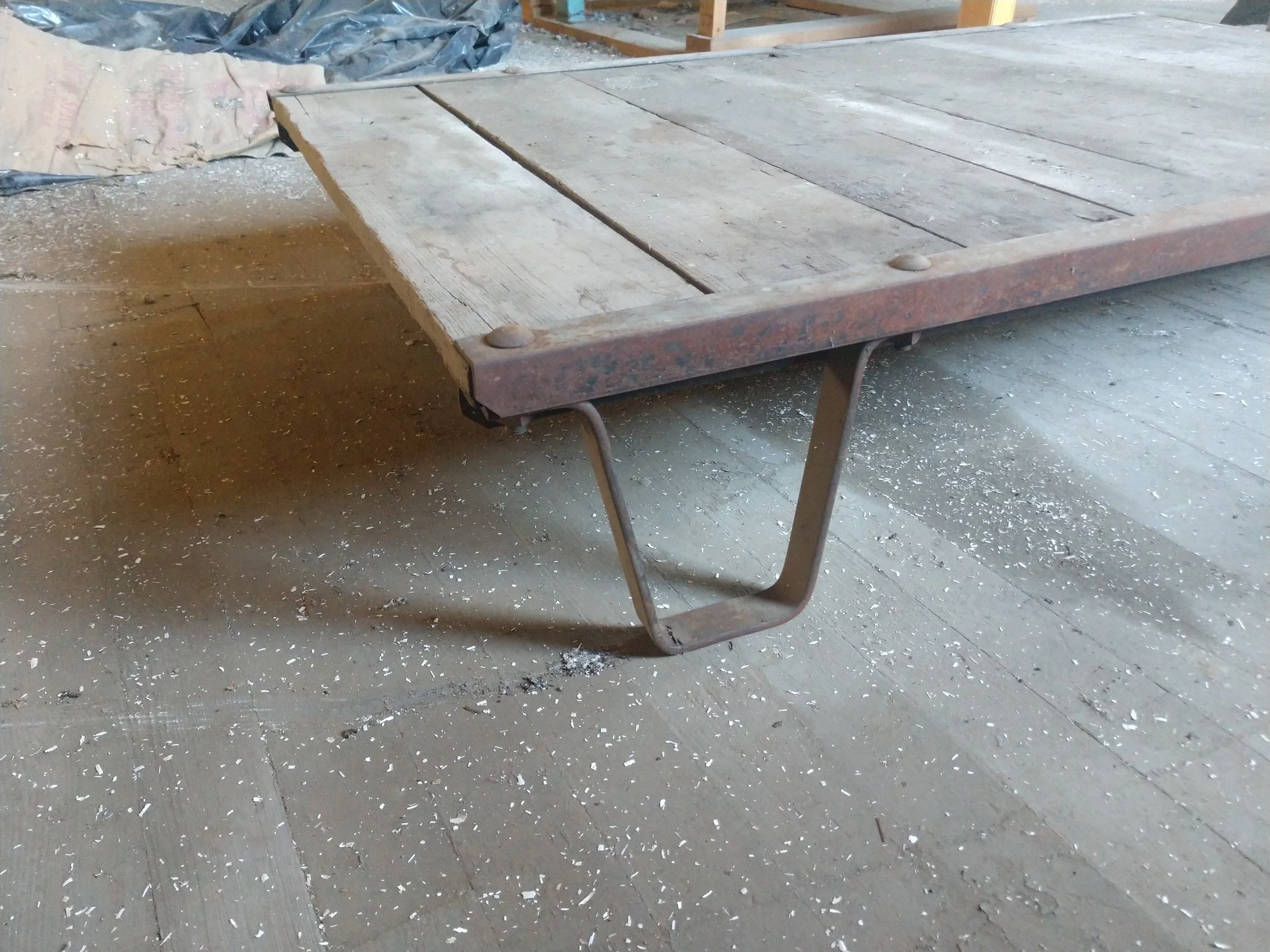 Pallet Metal With Wood Slats Approximately 30"x36" Item #