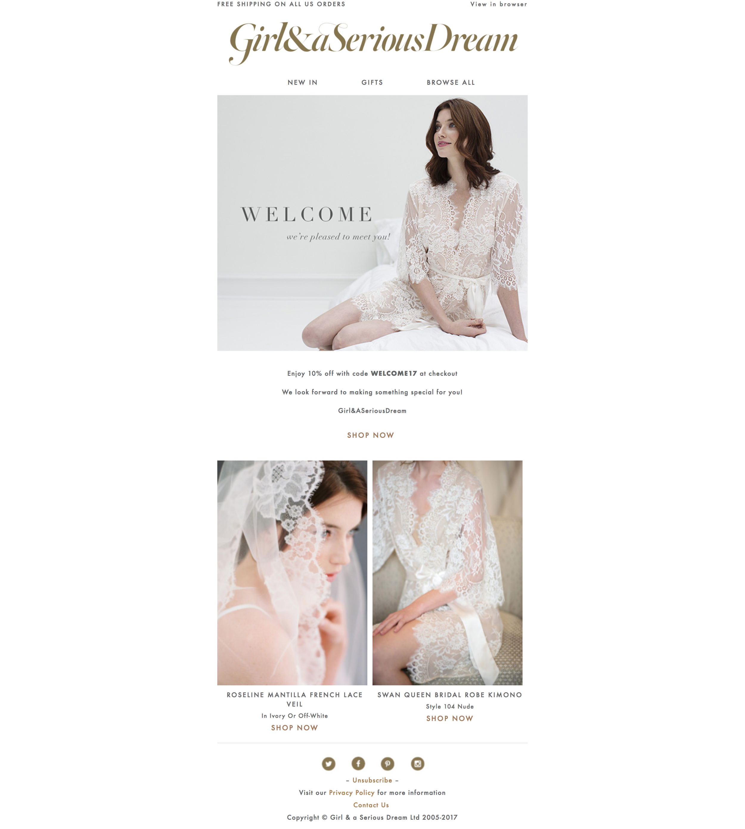 Welcome campaign email design