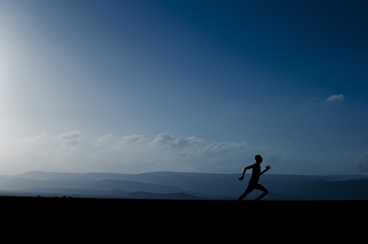 A Runner Sprints for the Finish Line