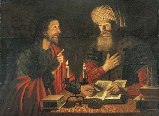 Christ talking with Nicodemus at night