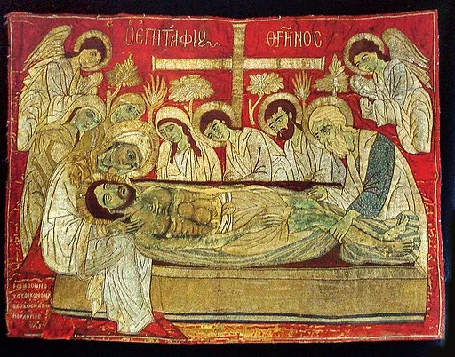 Tapestry icon of the Entombment of Christ (Epitaphios)