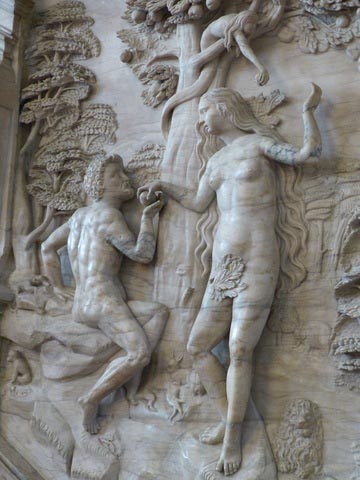 Adam and Eve with the serpent and the apple