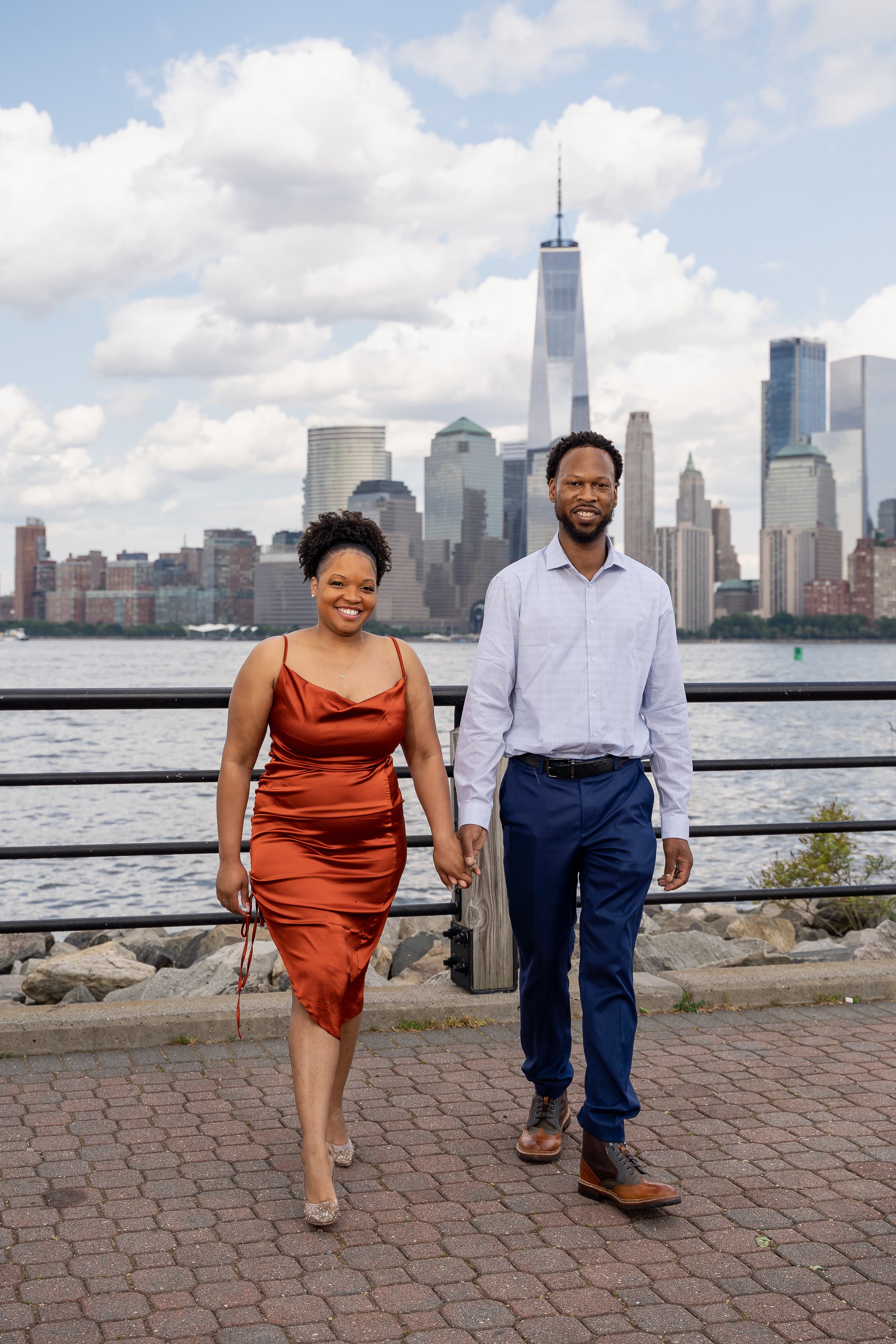 Liberty state park waterfront new york skyline Jersey city NJ engagement photos.jpg