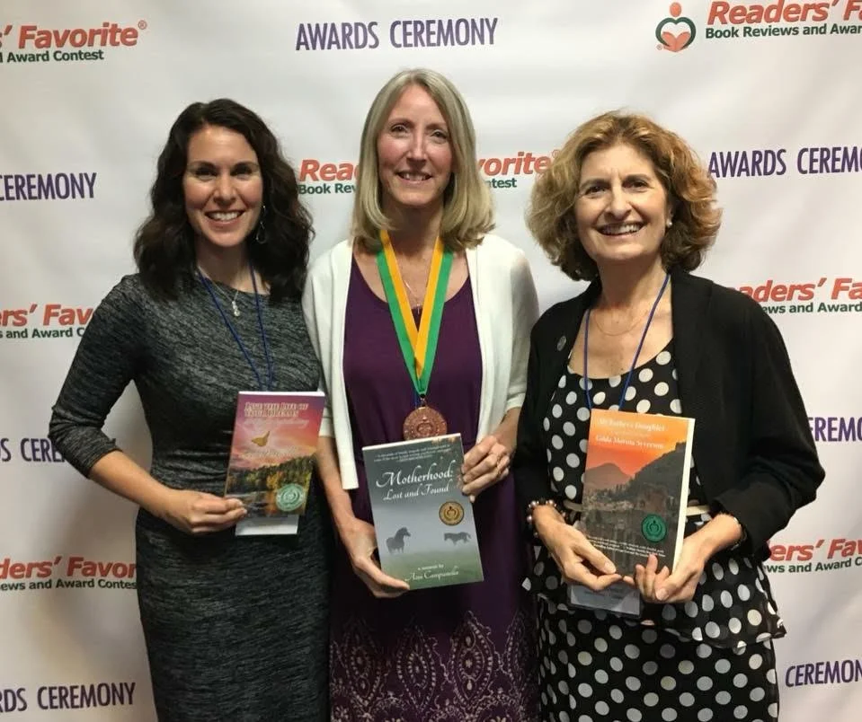 The Triple Crown: Publication and Promotion for Three Award-Winning Titles at the Miami Book Festival, recognized with distinction by Readers’ Favorite. Pictured with authors Ann Campanella and Gilda Morina Syverson.