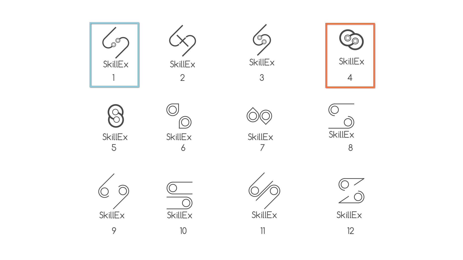 Iterations of the "S" logo showing an exchange.