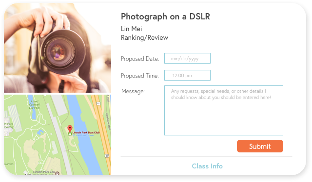 Users can message the teacher of a class directly while on the class card.