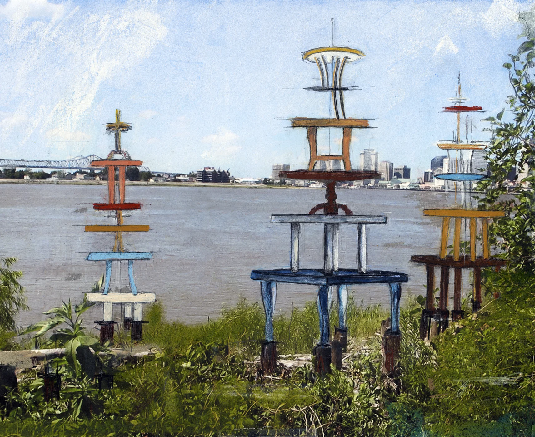 Jennifer Odem, Study for Tables 2017, Mixed media on paper