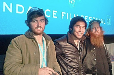 Director Carlos Puga, Cinematographer Brandon Li, and star Patrick Lowery on stage.