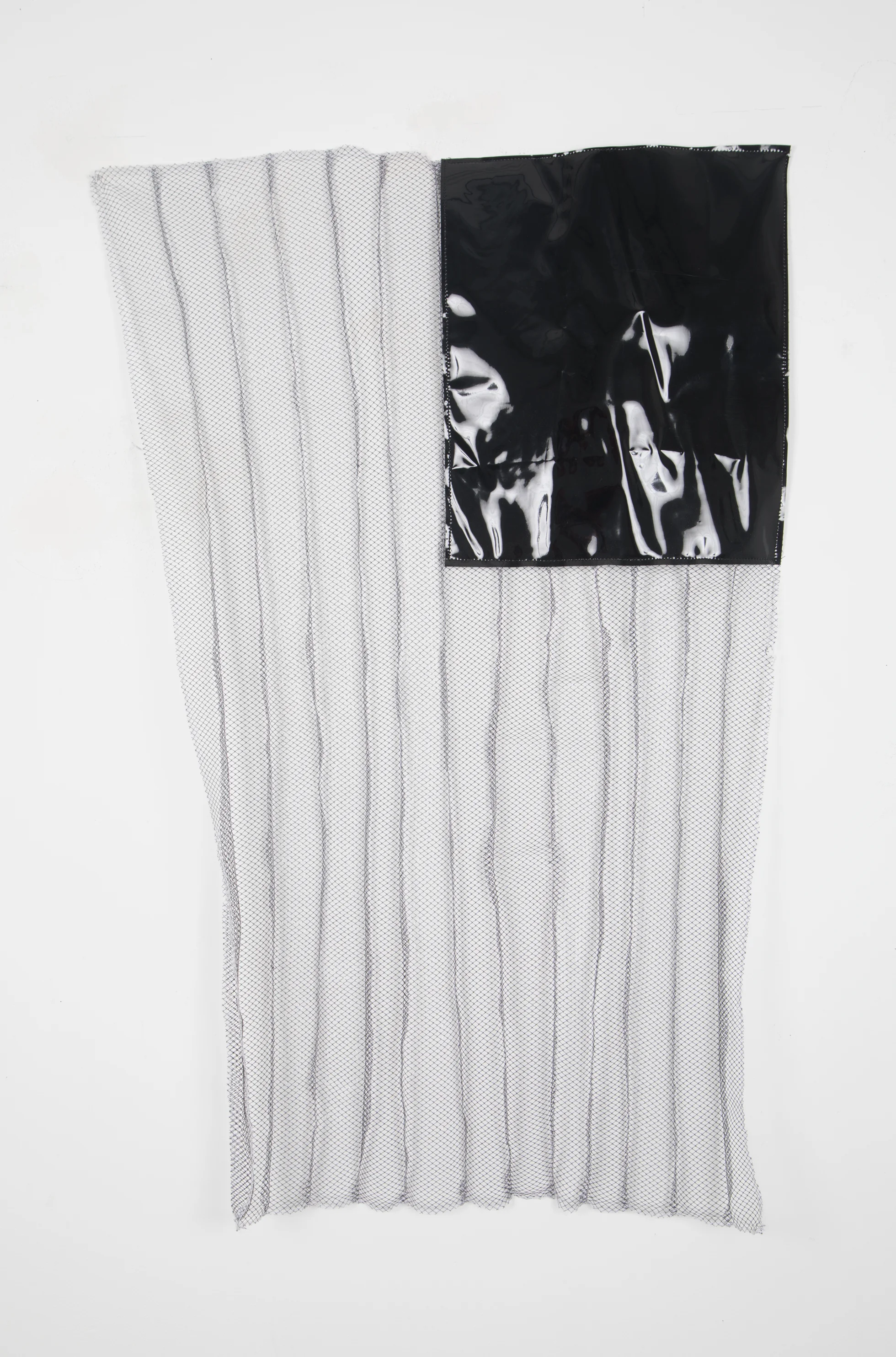 Fetish/ Borders (Flag #3) fishnet fabric, vinyl